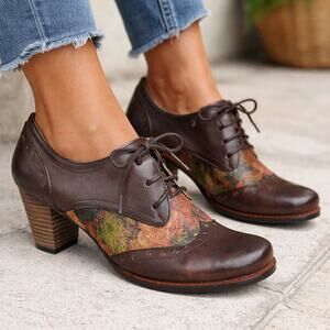 L'Artiste By Spring Step SZ 39 (US 8.5) Marivel Leather Heeled Oxfords Brown NEW